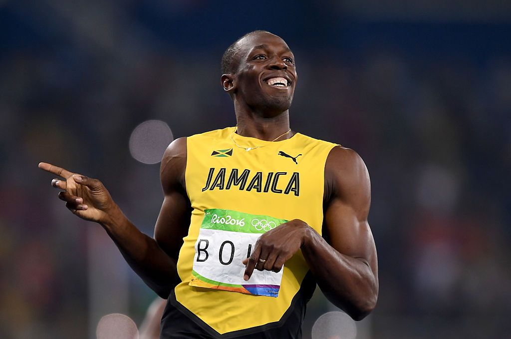 Usain Bolt celebrando
